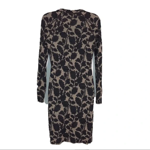 Loft Sweater Wool Blend Knit Dress Long Sleeve Crew Neck Textured M Tan Gray - Picture 6 of 7